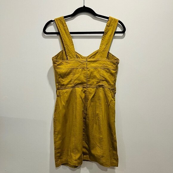 Urban Outfitters Angelique Corset Bustier Mustard Yellow Linen Mini Dress size 2 - Picture 5 of 8